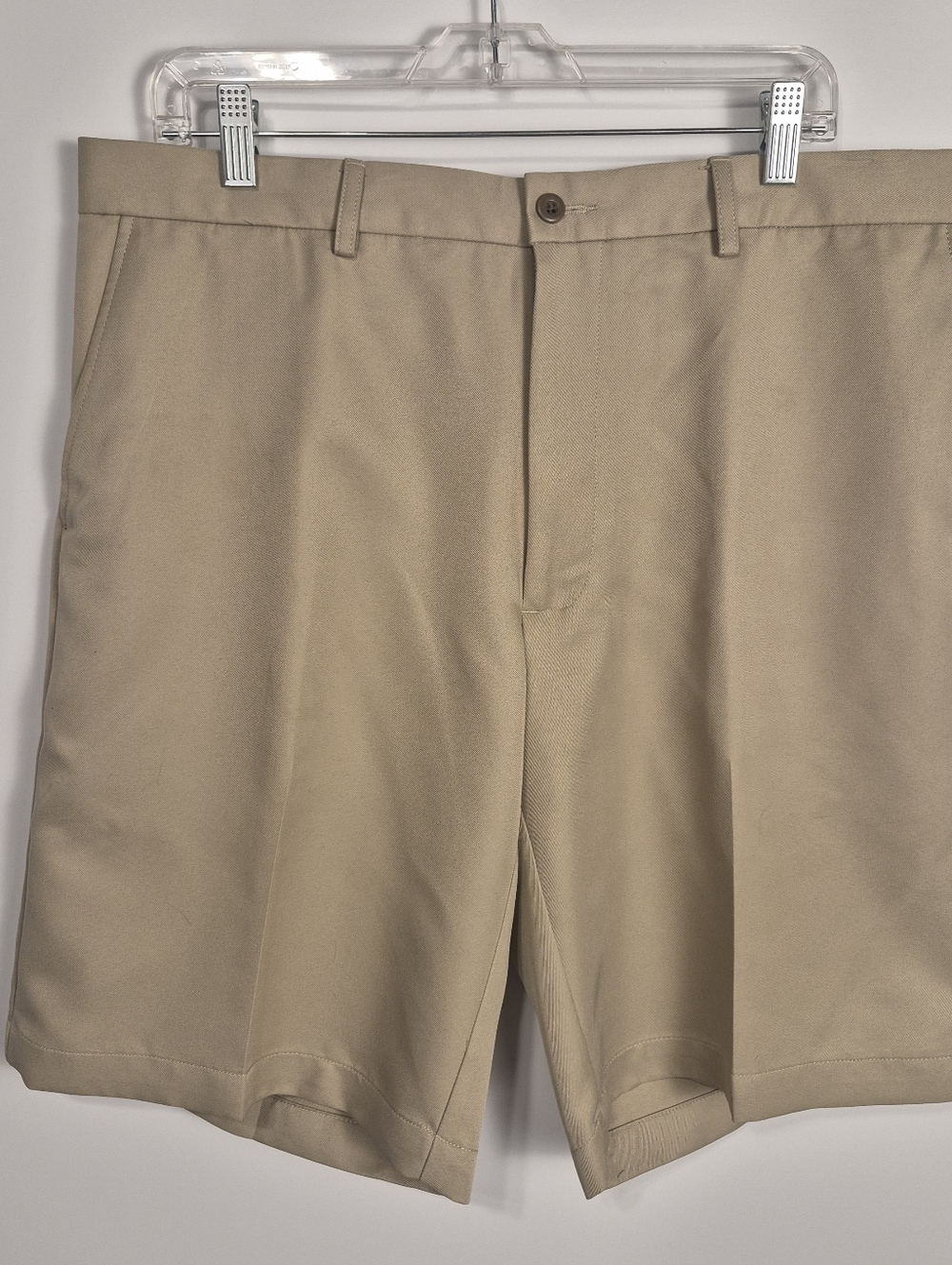 Savane Men’s Khaki Dress Shorts Size 36 Flat Front Casual Golf Polyester